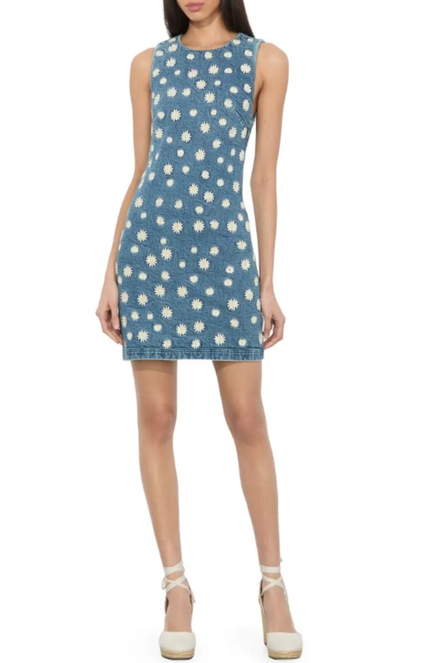 Olivia Embroidered Blue Wynell Mini Dress Size 2